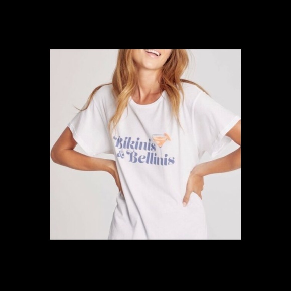 NEW Wildfox Bikinis & Bellinis Graphic White Tee S - Picture 2 of 12